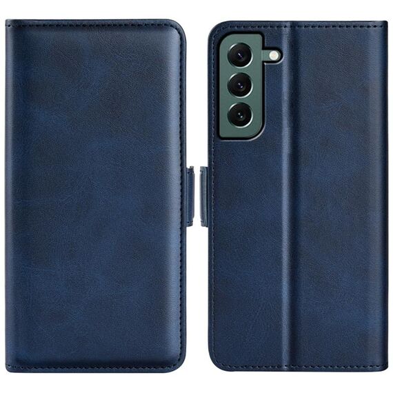 Per Samsung Galaxy S23 + 5G Custodia per telefono in pelle con fibbia magnetica a doppio lato (blu scuro)