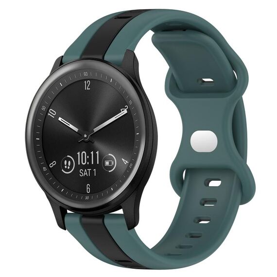 Per cinturino in silicone bicolore con fibbia a farfalla da 20 mm Garmin Vivomove Sport (verde + nero)