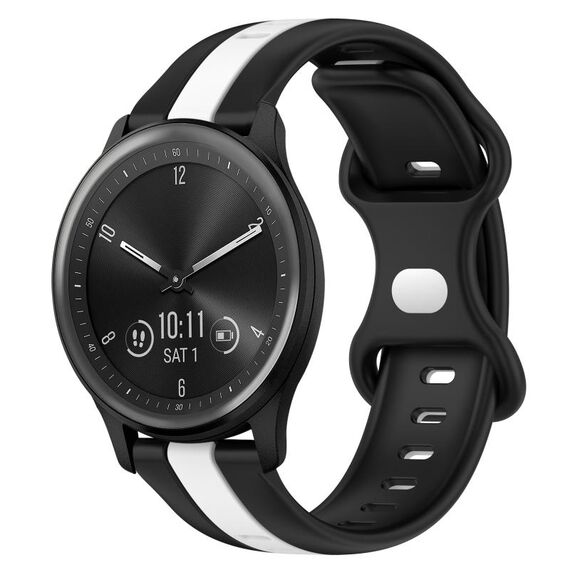Per cinturino in silicone bicolore con fibbia a farfalla da 20 mm Garmin Vivomove Sport (nero + bianco)