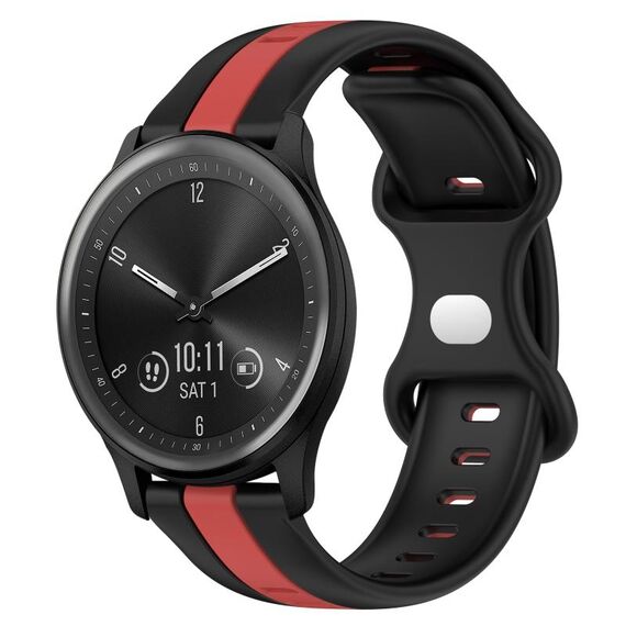 Per cinturino in silicone bicolore con fibbia a farfalla da 20 mm Garmin Vivomove Sport (nero + rosso)