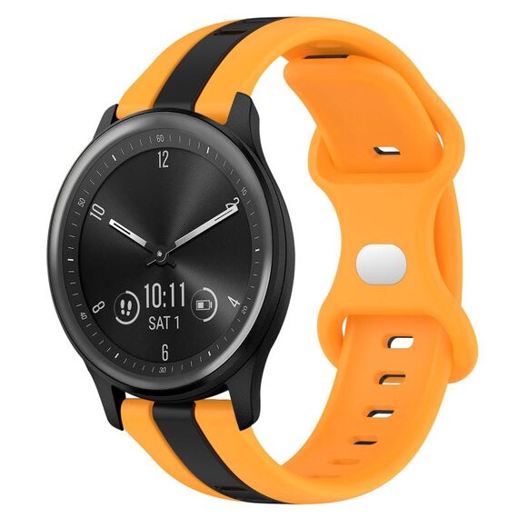Per cinturino in silicone bicolore con fibbia a farfalla da 20 mm Garmin Vivomove Sport (nero + giallo)