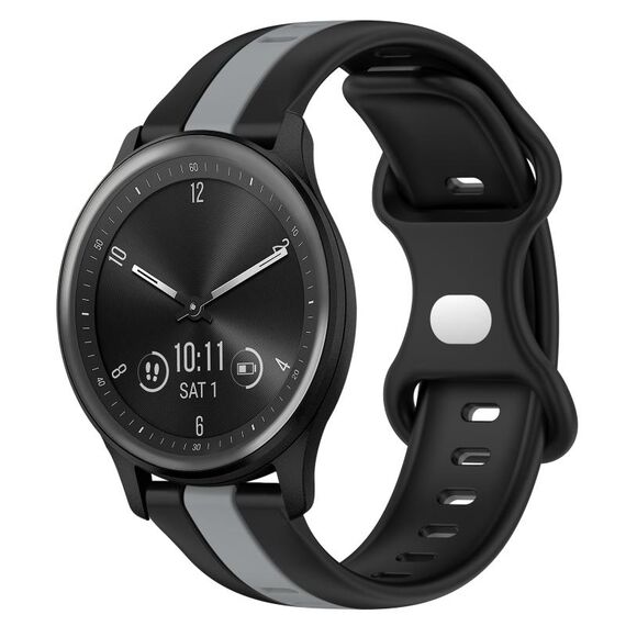 Per cinturino in silicone bicolore con fibbia a farfalla da 20 mm Garmin Vivomove Sport (nero + grigio)