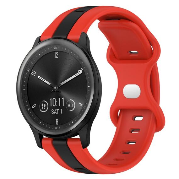 Per cinturino in silicone bicolore con fibbia a farfalla da 20 mm Garmin Vivomove Sport (rosso + nero)