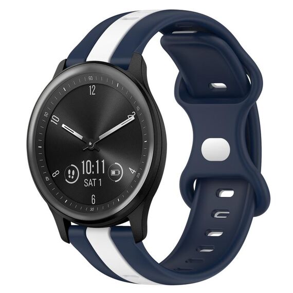 Per cinturino in silicone bicolore con fibbia a farfalla da 20 mm Garmin Vivomove Sport (bianco + blu)
