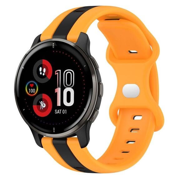 Per cinturino in silicone bicolore con fibbia a farfalla da 20 mm Garmin Venu 2 Plus (nero + giallo)