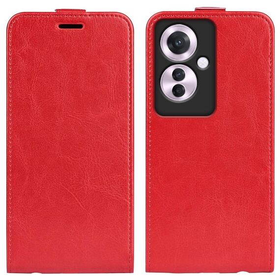 Per OPPO Reno11 F 5G R64 Custodia per telefono in pelle con vibrazione verticale singola (rossa)
