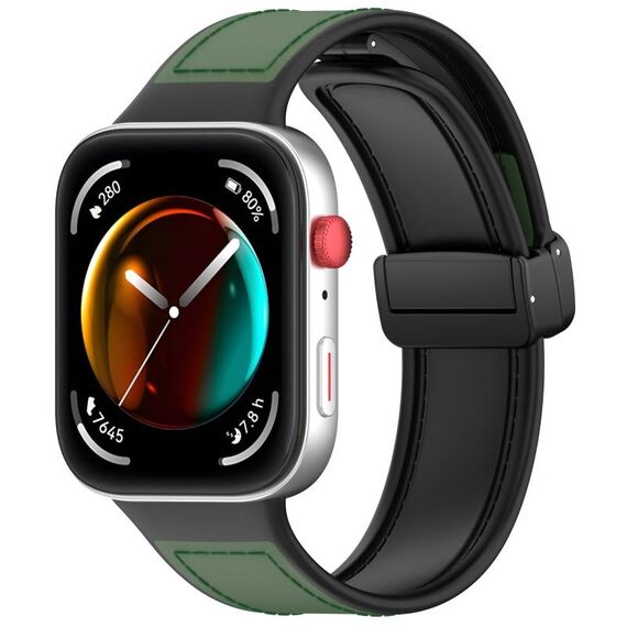 Per Huawei Watch Fit 3 cinturino in pelle con fibbia pieghevole in silicone (verde)