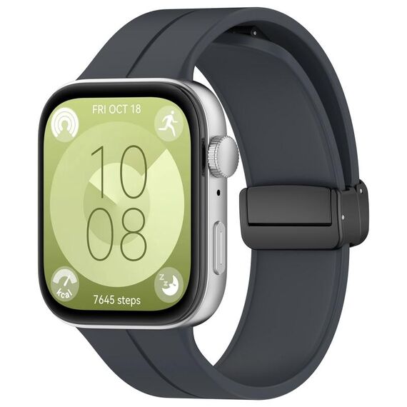 Per Huawei Watch Fit3 cinturino in silicone con fibbia pieghevole magnetica (grigio scuro)