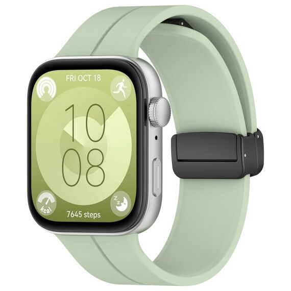 Per Huawei Watch Fit3 cinturino in silicone con fibbia pieghevole magnetica (verde chiaro)