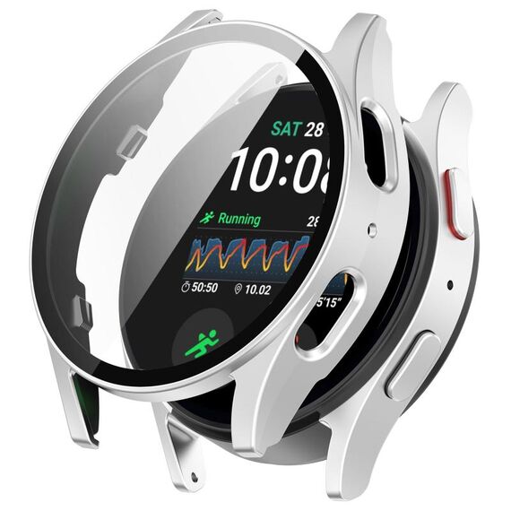 Per Samsung Galaxy Watch 7 44mm PC + Custodia protettiva impermeabile per orologio integrata con placcatura elettrolitica (argento)