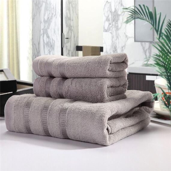 3 pezzi/set set di asciugamani morbidi e peluche, asciugamano da bagno in cotone e fibra di bambù, per il bagno (grigio)