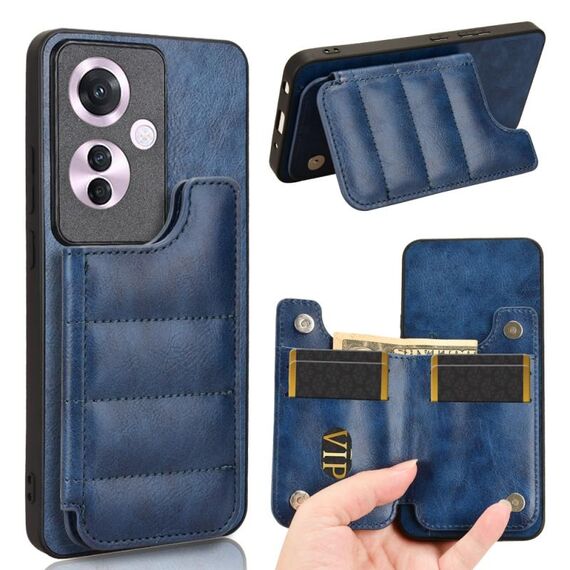 Per OPPO Reno11 F / F25 Pro Custodia per telefono con carta da cucito modello mucca (blu)