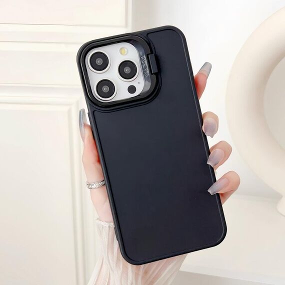 Custodia per telefono antiurto con supporto per telaio per obiettivo iPhone 14 Pro (nero)
