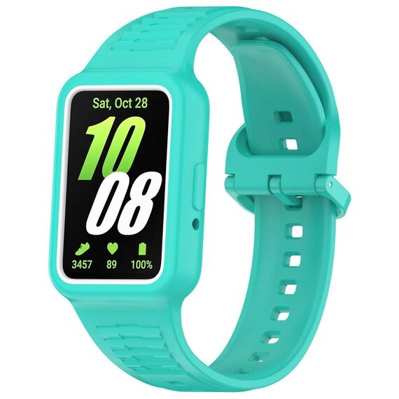 Per Huawei Band 9 NFC cinturino in silicone integrato con cornice bicolore (ciano)