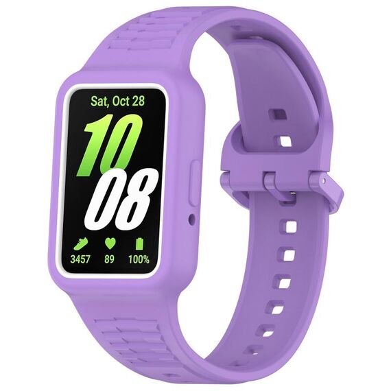 Per Huawei Band 9 NFC cinturino per orologio in silicone integrato con cornice bicolore (viola)