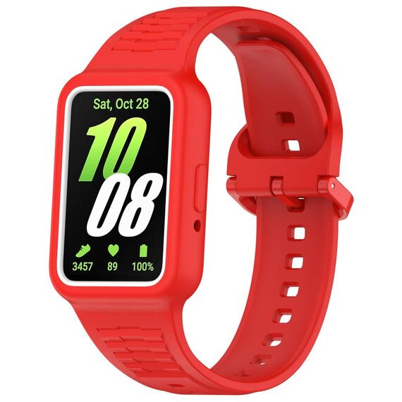 Per Huawei Band 8 NFC cinturino in silicone integrato con cornice bicolore (rosso)