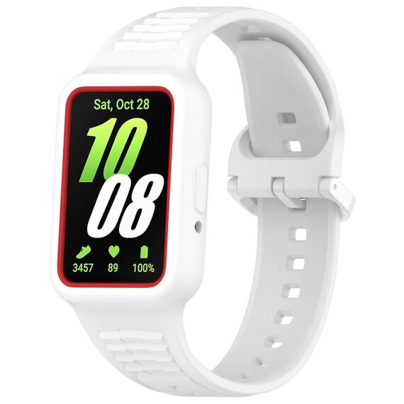 Per Huawei Band 8 NFC Cinturino per orologio in silicone integrato con cornice bicolore (bianco)