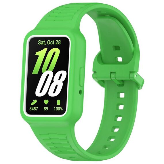 Per Huawei Band 8 Cinturino in silicone integrato con cornice bicolore (verde fluorescente)