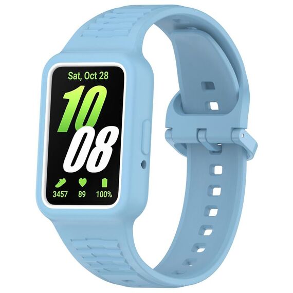 Per Huawei Band 8 cinturino in silicone integrato con cornice bicolore (azzurro cielo)