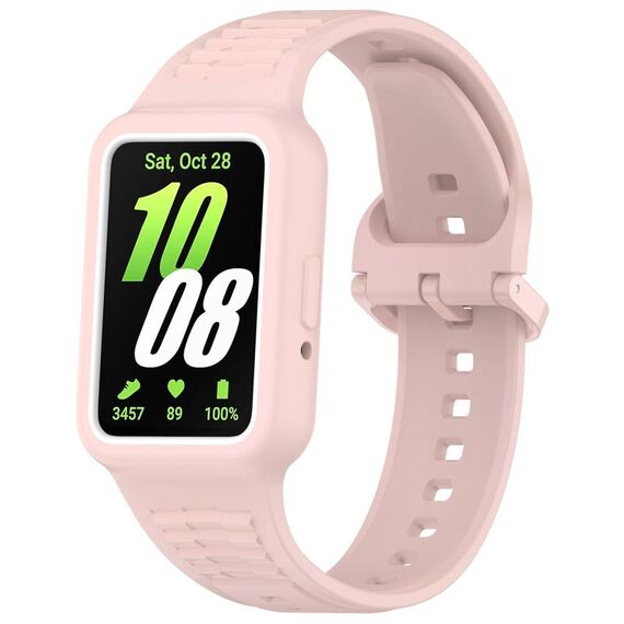 Per Huawei Band 8 cinturino in silicone integrato con cornice bicolore (rosa chiaro)