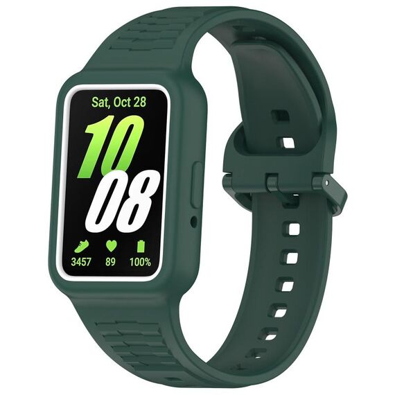 Per Huawei Band 8 Cinturino in silicone integrato con cornice bicolore (verde scuro)