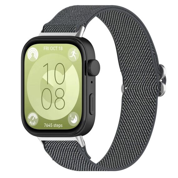 Per Huawei Watch Fit 3 cinturino in nylon elastico stile etnico (grigio scuro)