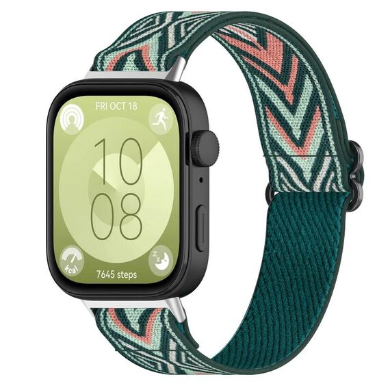 Per Huawei Watch Fit 3 cinturino in nylon elastico stile etnico (freccia verde)