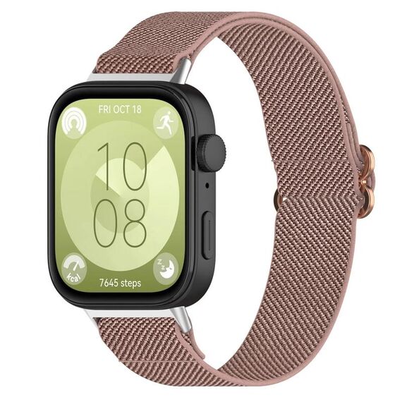 Per Huawei Watch Fit 3 cinturino in nylon elastico stile etnico (rosa rosa)