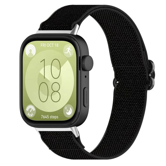 Per Huawei Watch Fit 3 cinturino in nylon elastico stile etnico (nero)