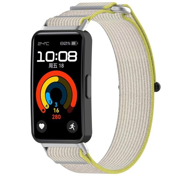 Per cinturino dell'orologio con chiusura a strappo in nylon Huawei Band 9 (giallo grigio)