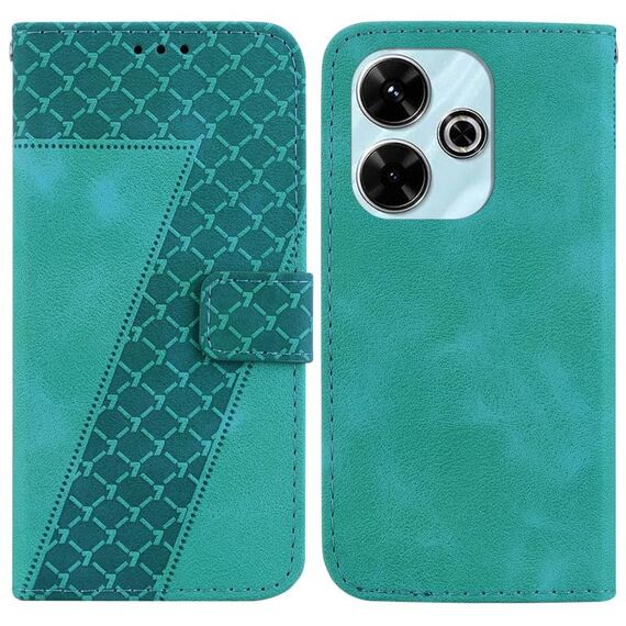 Per Xiaomi Redmi 13 4G Custodia per telefono in pelle goffrata a forma di sette (verde)