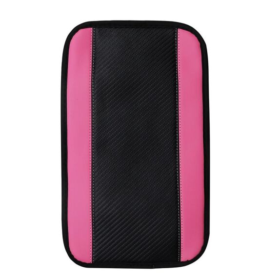 Cuscinetto antiscivolo per scatola del bracciolo centrale in pelle PU in fibra di carbonio 32x19 cm (rosa)