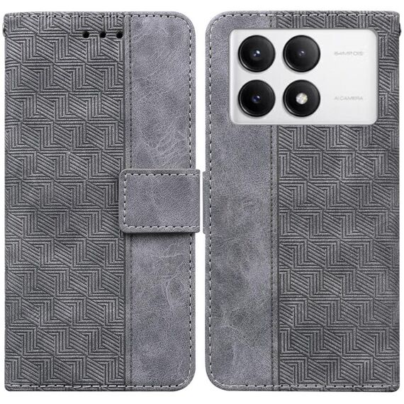 Custodia per telefono in pelle goffrata geometrica Xiaomi Redmi K70 Pro / K70 (grigio)