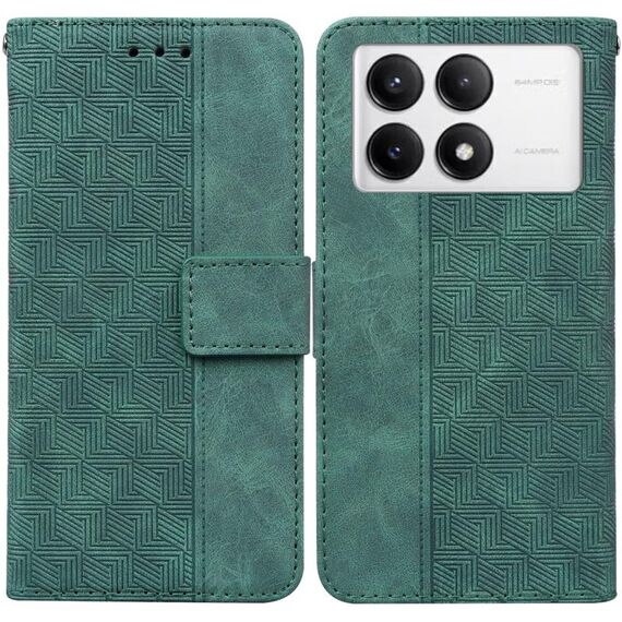 Custodia per telefono in pelle goffrata geometrica Xiaomi Redmi K70 Pro / K70 (verde)