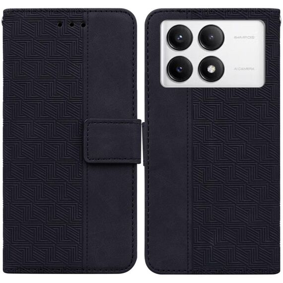 Custodia per telefono in pelle goffrata geometrica Xiaomi Redmi K70 Pro / K70 (nera)