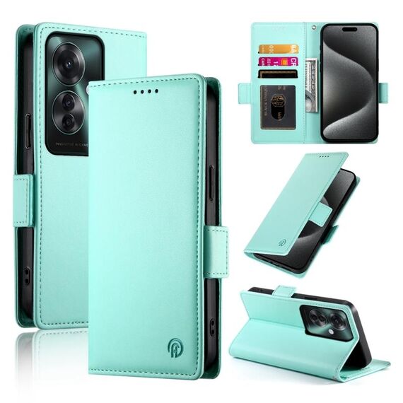 Per OPPO Reno11 F Custodia per telefono in pelle smerigliata magnetica con fibbia laterale (verde menta)