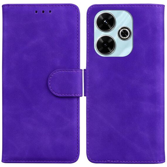 Per Xiaomi Redmi 13 4G Custodia per telefono in pelle con vibrazione in puro colore Skin Feel (viola)