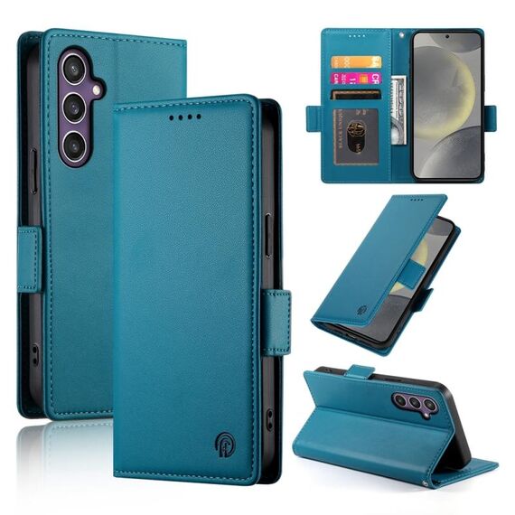 Per Samsung Galaxy S24 5G Custodia per telefono in pelle smerigliata magnetica con fibbia laterale (blu)
