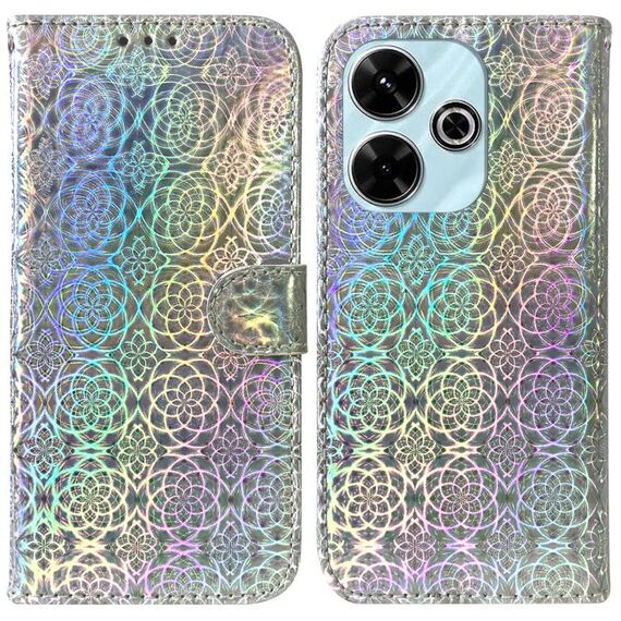 Per Xiaomi Redmi 13 4G Custodia per telefono in pelle con fibbia magnetica colorata (argento)