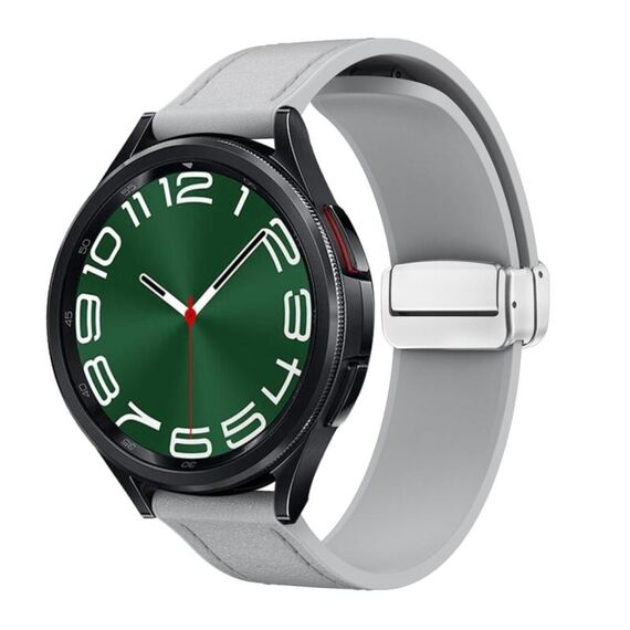 Cinturino per orologio in pelle siliconica con fibbia magnetica argento da 20 mm (grigio)
