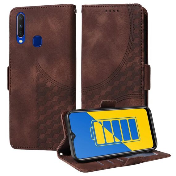 Custodia per telefono in pelle stellata con rombo goffrato per vivo Y17 / Y15 / Y12 (marrone)