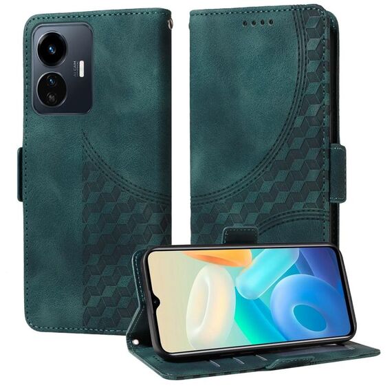 Per vivo Y77 5G / iQOO Z6 Lite Custodia per telefono in pelle stellata con rombo in rilievo globale (verde)