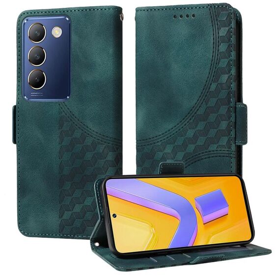 Custodia per telefono in pelle stellata con rombo in rilievo globale per vivo Y100 IDN / Y200e (verde)