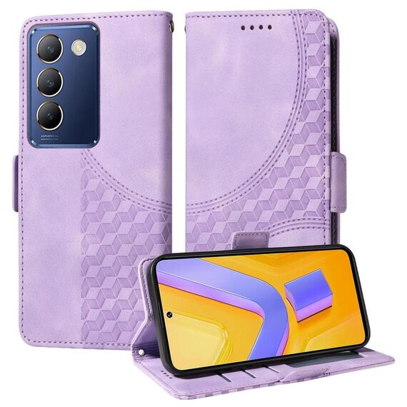 Custodia per telefono in pelle stellata con rombo in rilievo globale per vivo Y100 IDN / Y200e (viola)