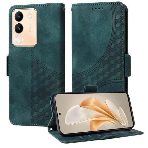 Custodia per telefono in pelle stellata con rombo in rilievo globale per vivo Y200 / V29E (verde)