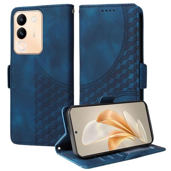 Custodia per telefono in pelle stellata con rombo in rilievo globale per vivo Y200 / V29E (blu)