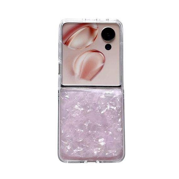 Custodia per telefono con texture a conchiglia perlata per Honor Magic V Flip (rosa)