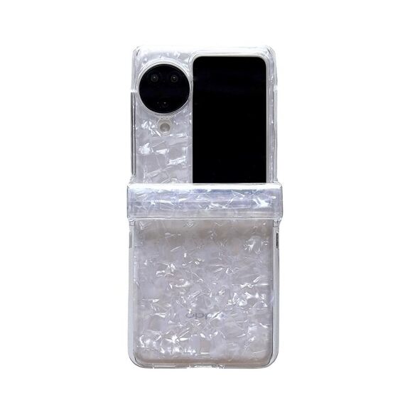 Per OPPO Find N3 Flip Set di tre pezzi Custodia per telefono con texture a conchiglia perlescente (Beige)