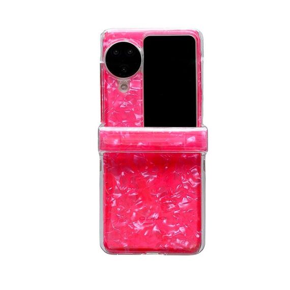 Per OPPO Find N3 Flip Set di tre pezzi Custodia per telefono con texture a conchiglia perlescente (Rosso)