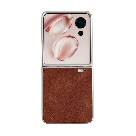Custodia in pelle effetto pelle per Honor Magic V Flip Metallic Paint (marrone)
